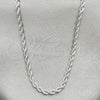 Gargantilla Basica 5.222.035.1.20 Rodio Laminado, Diseño de Rope, Pulido, Rodinado (Grosor 03 MM, 20 Pulgadas de Largo)