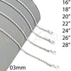 Gargantilla Basica 5.222.035.1.20 Rodio Laminado, Diseño de Rope, Pulido, Rodinado (Grosor 03 MM, 20 Pulgadas de Largo)
