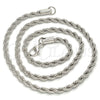 Gargantilla Basica 5.222.034.1.20 Rodio Laminado, Diseño de Rope, Pulido, Rodinado (Grosor 04 MM, 20 Pulgadas de Largo)
