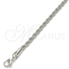 Gargantilla Basica 5.222.034.1.26 Rodio Laminado, Diseño de Rope, Pulido, Rodinado (Grosor 04 MM, 26 Pulgadas de Largo)