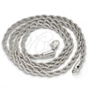 Gargantilla Basica 5.222.034.1.26 Rodio Laminado, Diseño de Rope, Pulido, Rodinado (Grosor 04 MM, 26 Pulgadas de Largo)