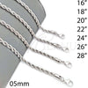 Gargantilla Basica 5.222.033.1.18 Rodio Laminado, Diseño de Rope, Pulido, Rodinado (Grosor 05 MM, 18 Pulgadas de Largo)