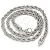 Gargantilla Basica 5.222.033.1.22 Rodio Laminado, Diseño de Rope, Pulido, Rodinado (Grosor 05 MM, 22 Pulgadas de Largo)