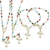 Rosario Fino 09.63.0103.1.18 Oro Laminado, Diseño de Guadalupe y Crucifijo, con Azavache Multicolor, Pulido, Tono Dorado