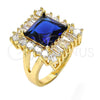 Anillo Multi Piedra 01.205.0012.2.08 Oro Laminado, con Tanzanita and Blanca Zirconia Cubica, Pulido, Tono Dorado (Size 8)