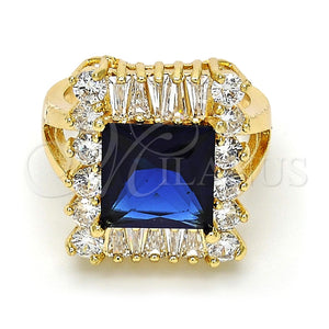 Anillo Multi Piedra 01.205.0012.2.08 Oro Laminado, con Tanzanita and Blanca Zirconia Cubica, Pulido, Tono Dorado (Size 8)