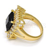 Anillo Multi Piedra 01.205.0012.3.08 Oro Laminado, con Negro and Blanca Zirconia Cubica, Pulido, Tono Dorado (Size 8)