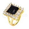Anillo Multi Piedra 01.205.0012.3.08 Oro Laminado, con Negro and Blanca Zirconia Cubica, Pulido, Tono Dorado (Size 8)