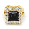 Anillo Multi Piedra 01.205.0012.3.08 Oro Laminado, con Negro and Blanca Zirconia Cubica, Pulido, Tono Dorado (Size 8)