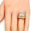 Anillo Multi Piedra 01.205.0012.4.07 Oro Laminado, Diseño de Baguette, con Blanca Zirconia Cubica, Pulido, Tono Dorado (Size 7)