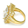Anillo Multi Piedra 01.205.0012.4.07 Oro Laminado, Diseño de Baguette, con Blanca Zirconia Cubica, Pulido, Tono Dorado (Size 7)
