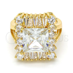 Anillo Multi Piedra 01.205.0012.4.08 Oro Laminado, con Blanca Zirconia Cubica, Pulido, Tono Dorado (Size 8)