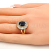 Anillo Multi Piedra 01.205.0010.2.08 Oro Laminado, Diseño de Flor, con Tanzanita and Blanca Zirconia Cubica, Pulido, Tono Dorado (Size 8)