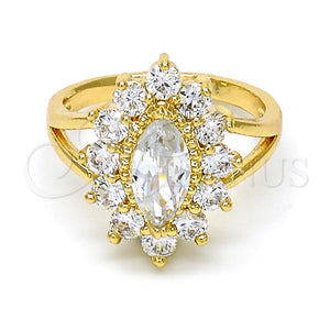 Anillo Multi Piedra 01.205.0003.07 Oro Laminado, con Blanca Zirconia Cubica, Pulido, Tono Dorado (Size 7)
