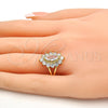 Anillo Multi Piedra 01.205.0003.08 Oro Laminado, con Blanca Zirconia Cubica, Pulido, Tono Dorado (Size 8)