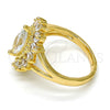 Anillo Multi Piedra 01.205.0003.09 Oro Laminado, con Blanca Zirconia Cubica, Pulido, Tono Dorado (Size 9)