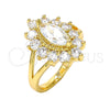 Anillo Multi Piedra 01.205.0003.09 Oro Laminado, con Blanca Zirconia Cubica, Pulido, Tono Dorado (Size 9)