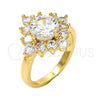 Anillo Multi Piedra 01.205.0002.3.08 Oro Laminado, con Blanca and Blanca Zirconia Cubica, Pulido, Tono Dorado (Size 8)