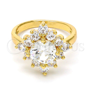 Anillo Multi Piedra 01.205.0002.3.08 Oro Laminado, con Blanca and Blanca Zirconia Cubica, Pulido, Tono Dorado (Size 8)