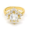 Anillo Multi Piedra 01.205.0002.3.09 Oro Laminado, con Blanca and Blanca Zirconia Cubica, Pulido, Tono Dorado (Size 9)