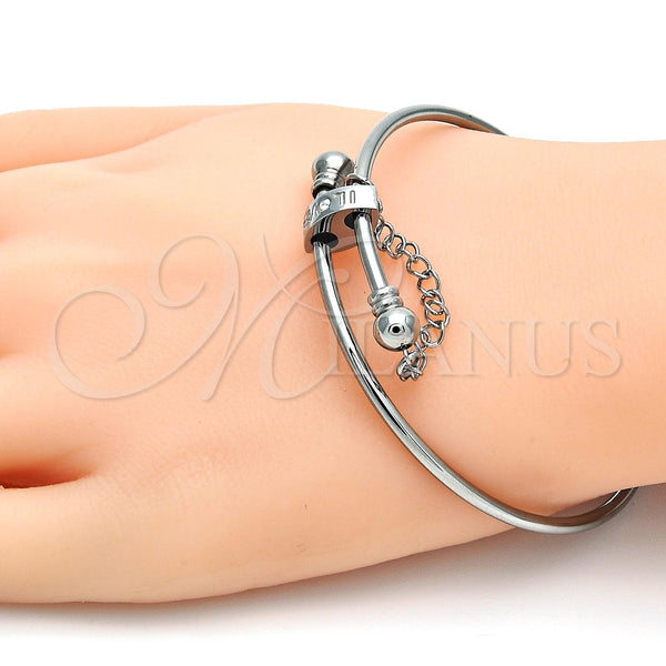 Aro Individual 07.258.0001.04 Acero Inoxidable, Diseño de Amor, con Blanca Cristal, Pulido, Tono Plateado (02 MM Thickness, Size 4 (2.25 Diameter))