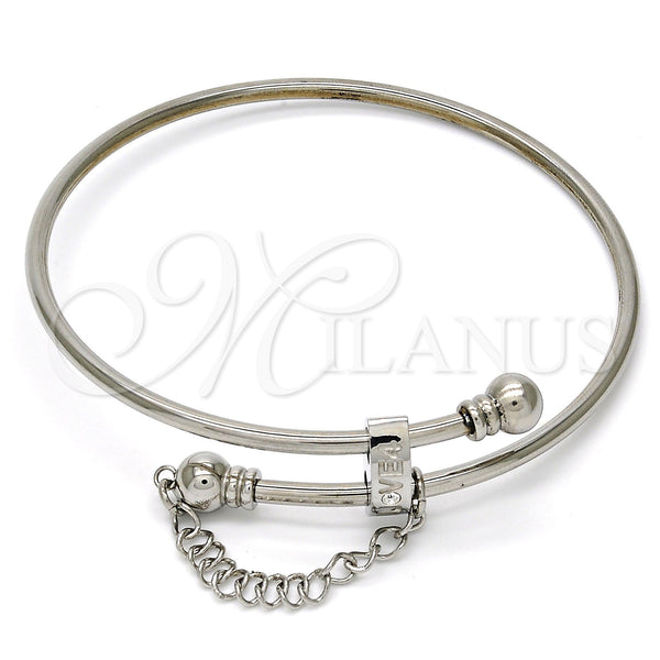 Aro Individual 07.258.0001.04 Acero Inoxidable, Diseño de Amor, con Blanca Cristal, Pulido, Tono Plateado (02 MM Thickness, Size 4 (2.25 Diameter))
