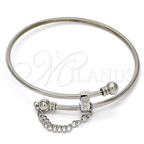 Aro Individual 07.258.0001.04 Acero Inoxidable, Diseño de Amor, con Blanca Cristal, Pulido, Tono Plateado (02 MM Thickness, Size 4 (2.25 Diameter))