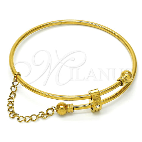 Aro Individual 07.258.0001.1.05 Acero Inoxidable, Diseño de Amor, con Blanca Cristal, Pulido, Tono Dorado (02 MM Thickness, Size 5 (2.50 Diameter))
