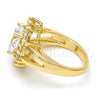 Anillo Multi Piedra 01.205.0009.07 Oro Laminado, Diseño de Corazón, con Blanca Zirconia Cubica, Pulido, Tono Dorado (Size 7)