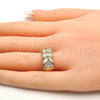 Anillo Multi Piedra 01.210.0007.08 Oro Laminado, Diseño de Oja, con Blanca Zirconia Cubica, Pulido, Tono Dorado (Size 8)