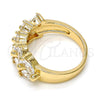 Anillo Multi Piedra 01.210.0007.08 Oro Laminado, Diseño de Oja, con Blanca Zirconia Cubica, Pulido, Tono Dorado (Size 8)
