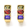 Argolla Huggie 02.210.0026.1.15 Oro Laminado, con Multicolor Zirconia Cubica, Pulido, Tono Dorado