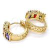 Argolla Huggie 02.210.0026.1.15 Oro Laminado, con Multicolor Zirconia Cubica, Pulido, Tono Dorado