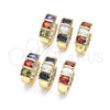 Argolla Huggie 02.210.0026.1.15 Oro Laminado, con Multicolor Zirconia Cubica, Pulido, Tono Dorado