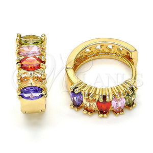 Argolla Huggie 02.210.0028.1.15 Oro Laminado, con Multicolor Zirconia Cubica, Pulido, Tono Dorado