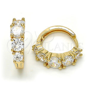 Argolla Huggie 02.210.0030.15 Oro Laminado, con Blanca Zirconia Cubica, Pulido, Tono Dorado