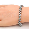 Pulsera Tennis 03.210.0018.1.07 Rodio Laminado, Diseño de Oja, con Zirconia Cubica Blanca, Pulido, Rodinado (Grosor 08 MM, 7 Pulgadas de Largo)