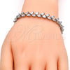 Pulsera Tennis 03.210.0018.1.07 Rodio Laminado, Diseño de Oja, con Zirconia Cubica Blanca, Pulido, Rodinado (Grosor 08 MM, 7 Pulgadas de Largo)