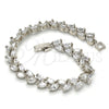 Pulsera Tennis 03.210.0018.1.07 Rodio Laminado, Diseño de Oja, con Zirconia Cubica Blanca, Pulido, Rodinado (Grosor 08 MM, 7 Pulgadas de Largo)