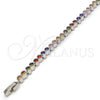 Pulsera Tennis 03.210.0019.3.08 Rodio Laminado, con Zirconia Cubica Multicolor, Pulido, Rodinado (Grosor 04 MM, 8 Pulgadas de Largo)