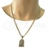 Dije Religioso 05.120.0034 Oro Laminado, Diseño de Jesus, Diamantado, Tono Dorado
