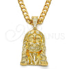 Dije Religioso 05.120.0034 Oro Laminado, Diseño de Jesus, Diamantado, Tono Dorado