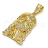 Dije Religioso 05.120.0034 Oro Laminado, Diseño de Jesus, Diamantado, Tono Dorado