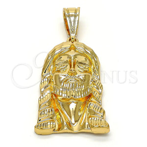 Dije Religioso 05.120.0034 Oro Laminado, Diseño de Jesus, Diamantado, Tono Dorado