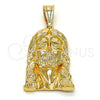 Dije Religioso 05.120.0034 Oro Laminado, Diseño de Jesus, Diamantado, Tono Dorado