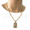 Dije Religioso 05.120.0035 Oro Laminado, Diseño de Jesus, Diamantado, Tono Dorado