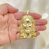 Dije Religioso 05.120.0035 Oro Laminado, Diseño de Jesus, Diamantado, Tono Dorado