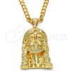 Dije Religioso 05.120.0035 Oro Laminado, Diseño de Jesus, Diamantado, Tono Dorado
