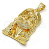 Dije Religioso 05.120.0035 Oro Laminado, Diseño de Jesus, Diamantado, Tono Dorado
