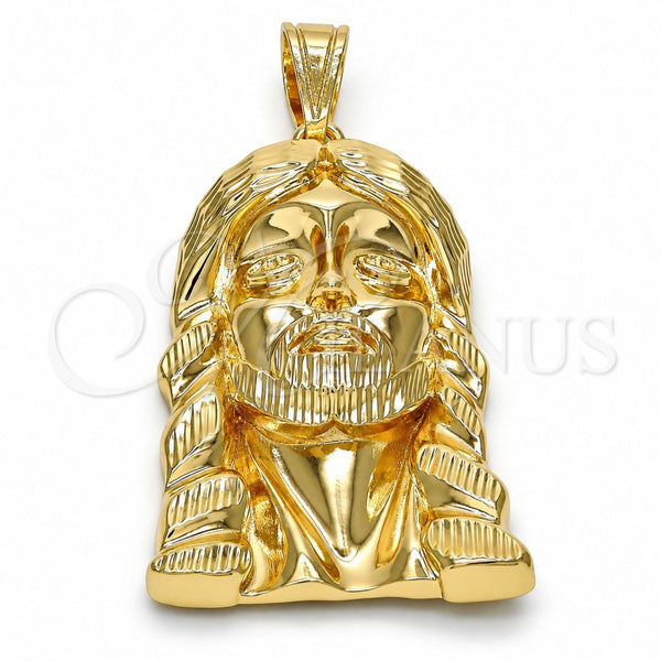 Dije Religioso 05.120.0035 Oro Laminado, Diseño de Jesus, Diamantado, Tono Dorado
